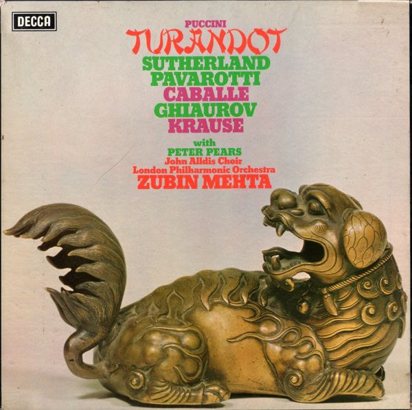 Giacomo Puccini - Joan Sutherland, Luciano Pavarotti, Montserrat Caballé, Nicolai Ghiaurov, Tom Krause With Peter Pears, John Alldis Choir, The London Philharmonic Orchestra, Zubin Mehta : Turandot (3xLP, Album + Box)