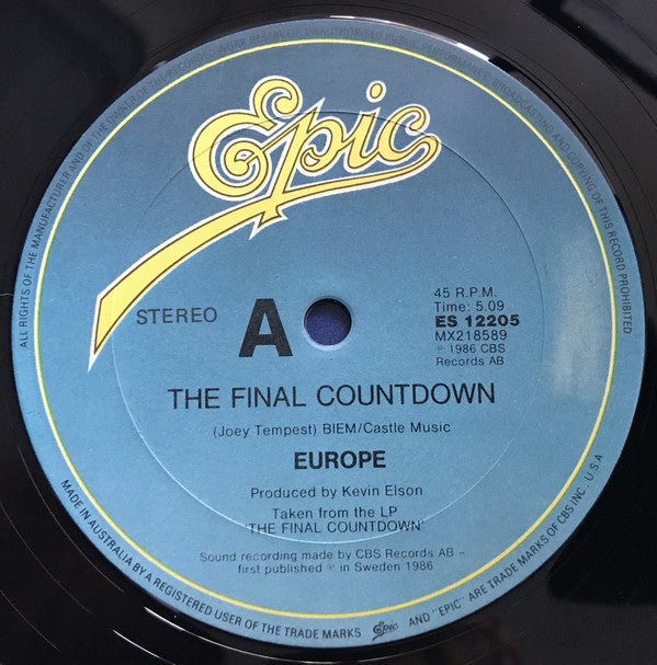 Europe (2) : The Final Countdown (12", Single)