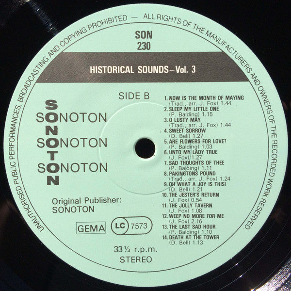 John Fox (2) : Historical Sounds Vol. 3 (LP)