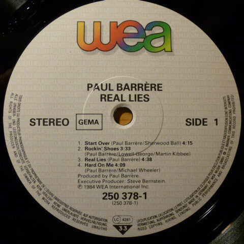 Paul Barrere : Real Lies (LP, Album)