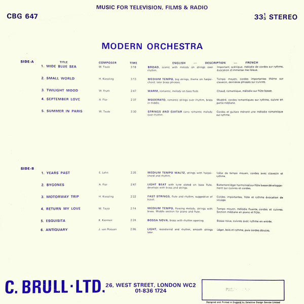 Orchester Addy Flor, Das Berliner Studio-Orchester : Modern Orchestra (LP)