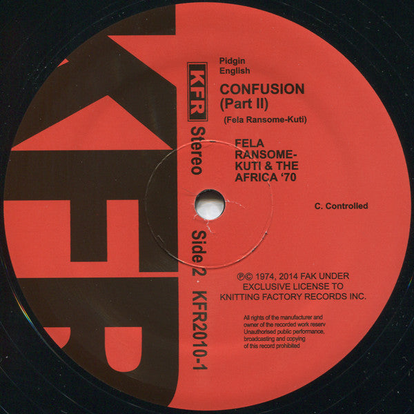 Fela Kuti & Africa 70 : Confusion (LP, Album, RE)