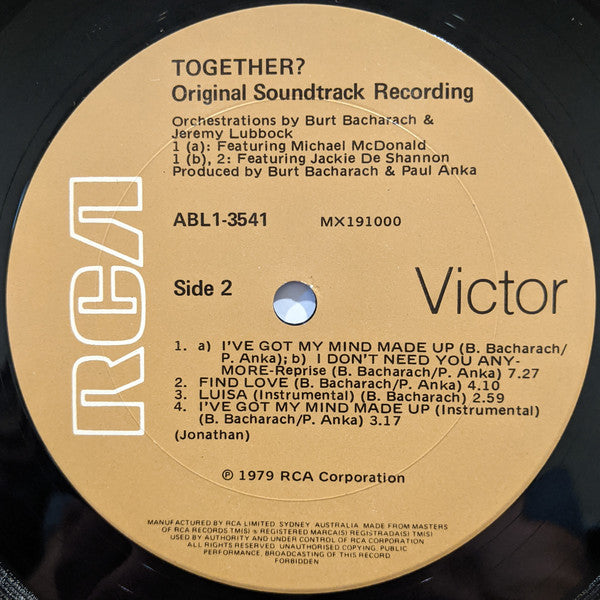 Burt Bacharach : Together? (Original Soundtrack Recording) (LP, Album)