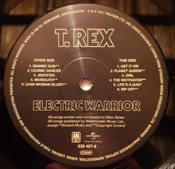 T. Rex : Electric Warrior (LP, Album, RE, 180)