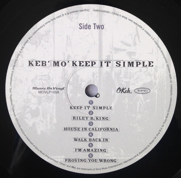 Keb' Mo' : Keep It Simple (LP, Album, 180)
