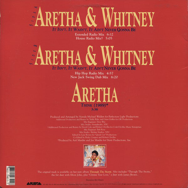 Aretha Franklin & Whitney Houston : It Isn't, It Wasn't, It Ain't Never Gonna Be (12")