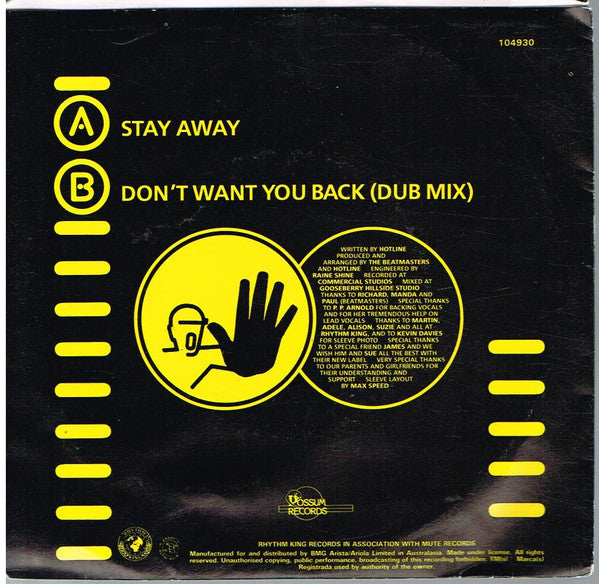 Hotline : Stay Away (7", Single)