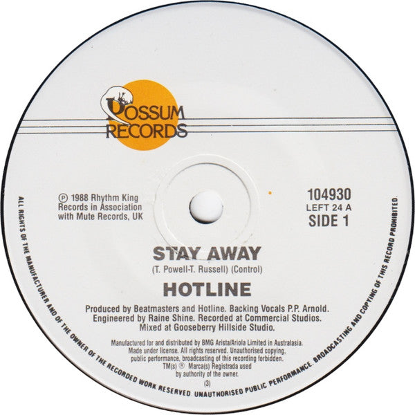 Hotline : Stay Away (7", Single)