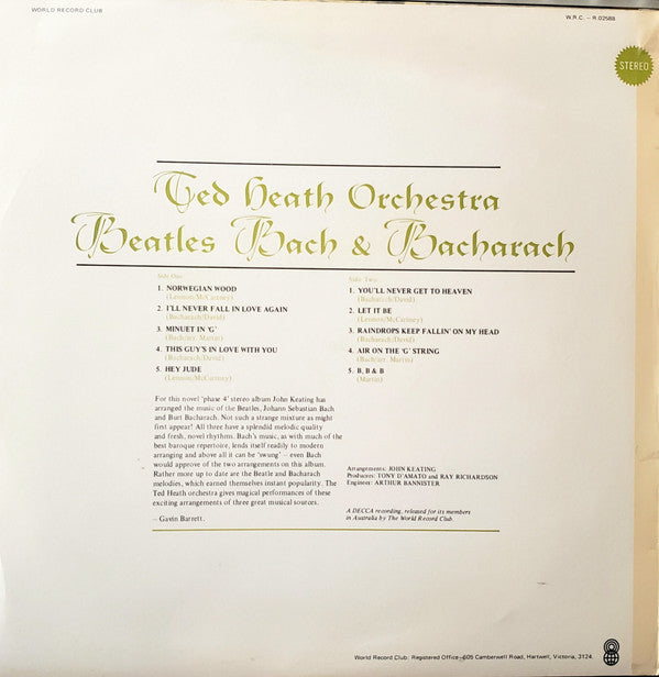 The Ted Heath Orchestra* : Beatles Bach & Bacharach (LP, Club)