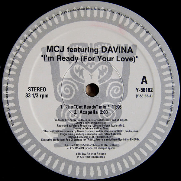 MCJ* Featuring Davina : I'm Ready (For Your Love) (12")