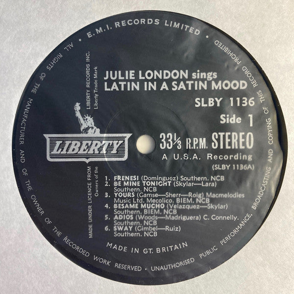 Julie London : Julie London Sings Latin In  A Satin Mood (LP, Album)