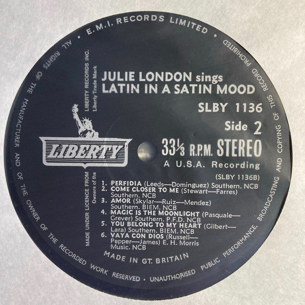 Julie London : Julie London Sings Latin In  A Satin Mood (LP, Album)