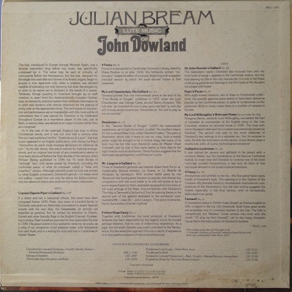 Julian Bream, John Dowland : Lute Music Of John Dowland (LP, Album)