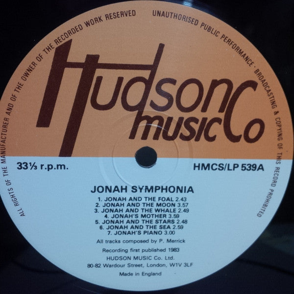 The International Studio Orchestra, Peter Merrick : Jonah Symphonia (LP)