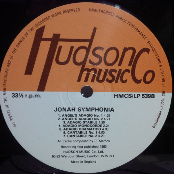 The International Studio Orchestra, Peter Merrick : Jonah Symphonia (LP)