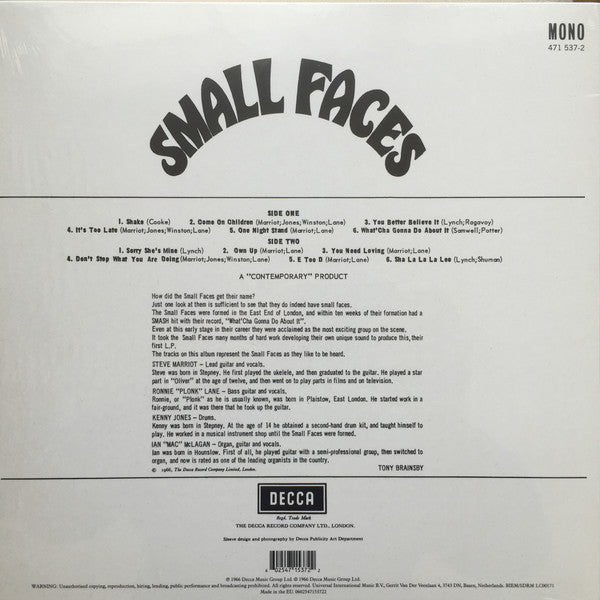Small Faces : Small Faces (LP, Album, Mono, RE, 180)