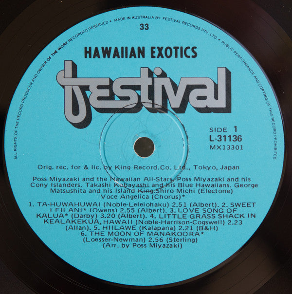 Poss Miyazaki And The Hawaiian All-Stars* : Hawaiian Exotics (LP, Album, Mono, RE)