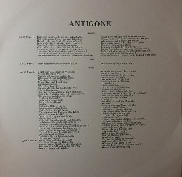 Ernest Ansermet, Robert Oboussier, Walther Geiser : Antigone / Symphony In D Minor (LP, Mono)