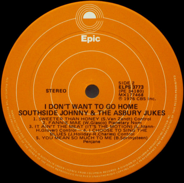 Southside Johnny & The Asbury Jukes : I Don't Want To Go Home (LP, Album)