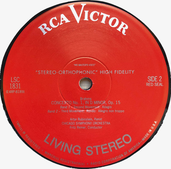 Johannes Brahms, Arthur Rubinstein, Fritz Reiner, The Chicago Symphony Orchestra : Concerto No. 1 In D Minor, Op. 15 (LP, RE, RM, 180)