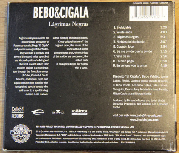 Bebo Valdés & Diego "El Cigala" : Lágrimas Negras (CD, Album)