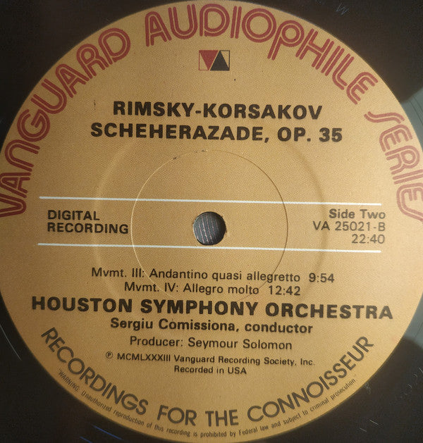 Nikolai Rimsky-Korsakov, Sergiu Comissiona / Houston Symphony Orchestra : Scheherazade (LP, Album)