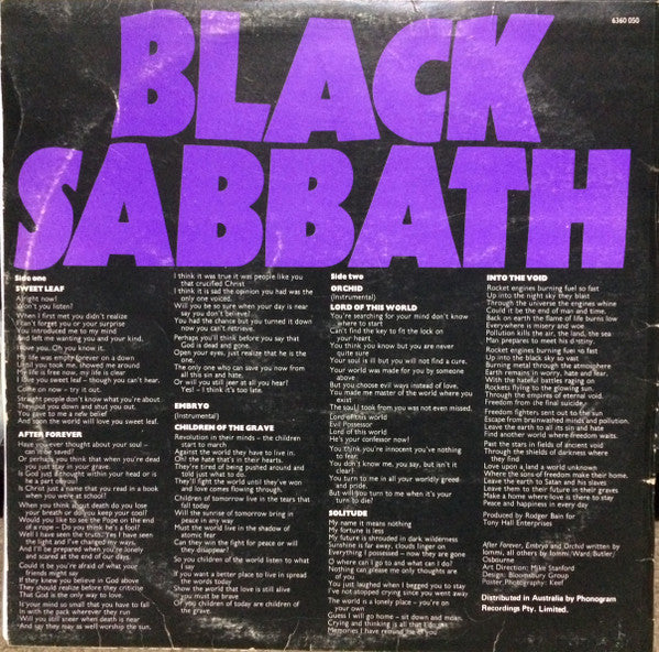 Black Sabbath : Master Of Reality (LP, Album, Rev)