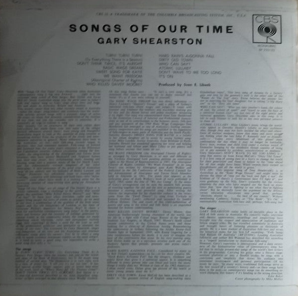 Gary Shearston : Songs Of Our Time (LP, Album, Mono)