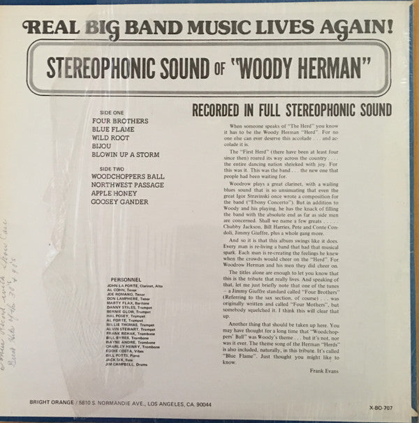 Members Of The Woody Herman Orchestra : The Stereophonic Sound Of "Woody Herman" (LP, Album, RE)