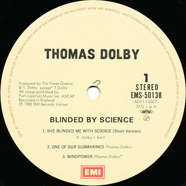 Thomas Dolby : Blinded By Science (LP, MiniAlbum)