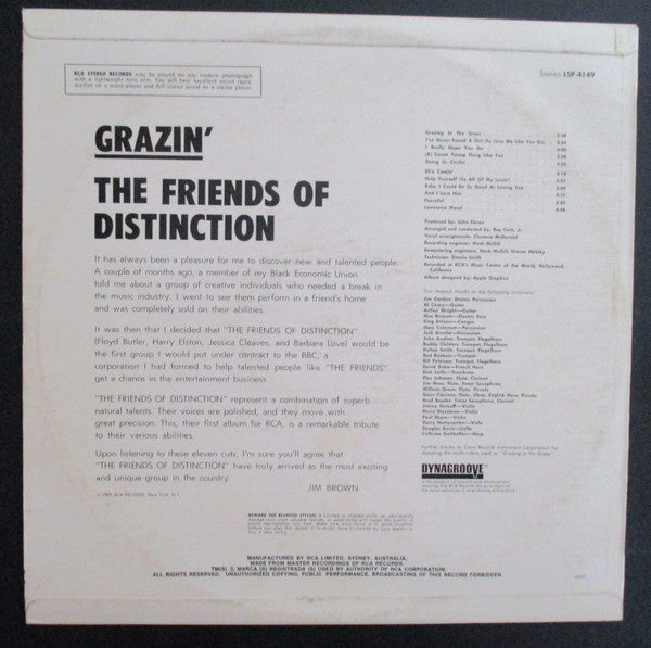 The Friends Of Distinction : Grazin' (LP, Album)