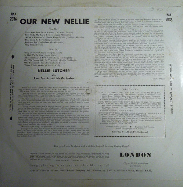 Nellie Lutcher With Russ Garcia And His Orchestra* : Our New Nellie (LP, Album, Mono)