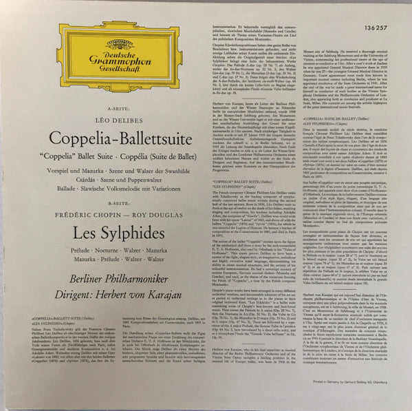 Léo Delibes / Frédéric Chopin - Roy Douglas, Berliner Philharmoniker, Herbert von Karajan : Coppelia-Ballettsuite / Les Sylphides (LP, RE)