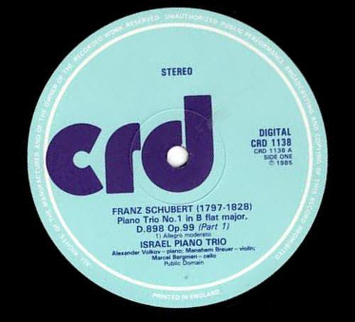 Franz Schubert, Israel Piano Trio : Piano Trio No. 1 In B Flat Major, D.898 Op.99 (LP, Album)