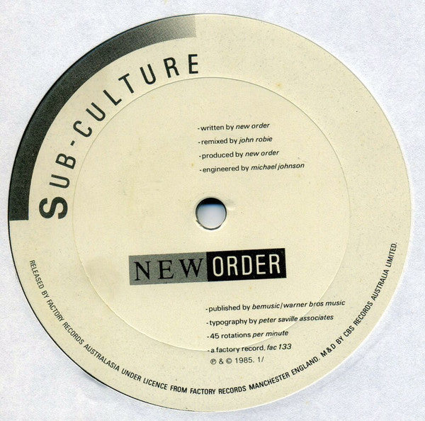 New Order : Sub-Culture (12")