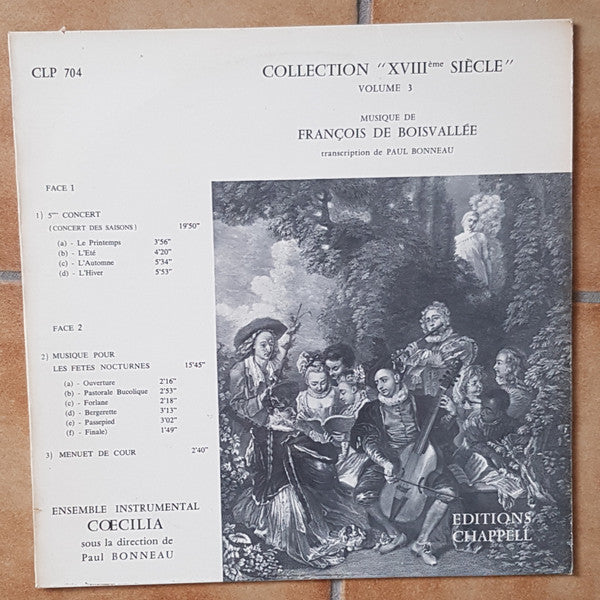 Ensemble Instrumental Cœcilia* Sous La Direction De Paul Bonneau : Collection "XVIIIème Siècle" Volume 3 (LP, Promo)