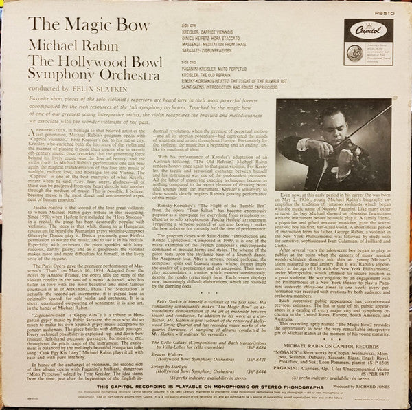 Michael Rabin, The Hollywood Bowl Symphony Orchestra : The Magic Bow (LP, Album, Mono, Ful)