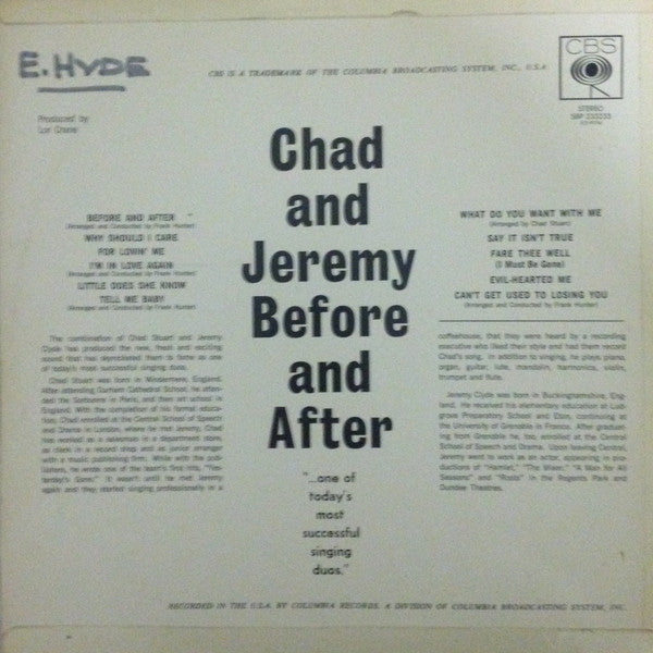 Chad & Jeremy : Before And After (LP, Album)