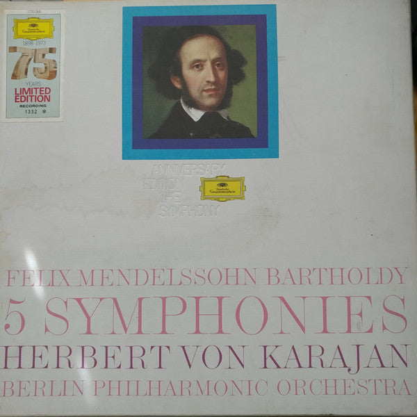 Felix Mendelssohn-Bartholdy – Herbert von Karajan, Berliner Philharmoniker : 5 Symphonies (4xLP, Ltd, Num)