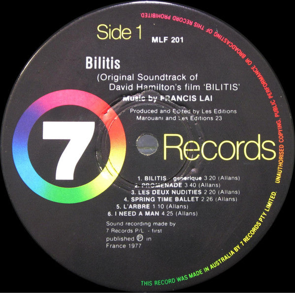 Francis Lai : Bilitis (Original Soundtrack Of David Hamilton's Film) (LP, Album, RE)