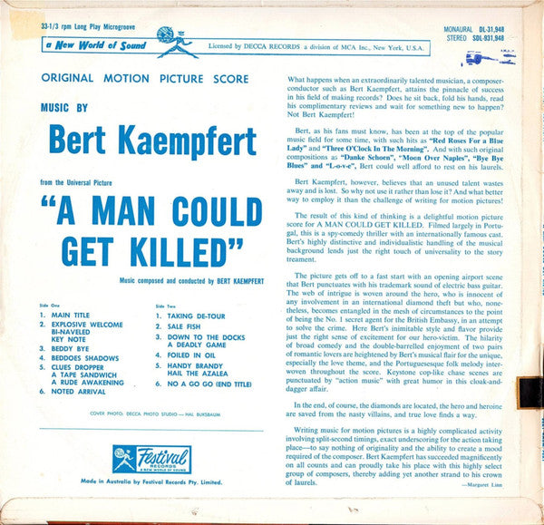 Bert Kaempfert : A Man Could Get Killed (Original Motion Picture Score) (LP, Album)