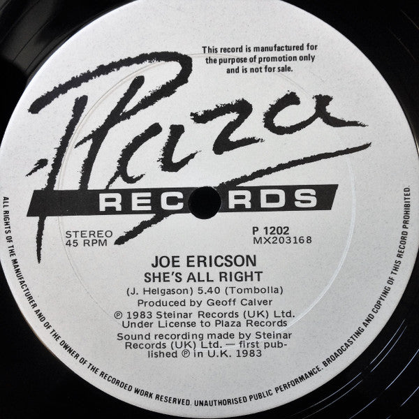 Joe Ericson : Take Your Time / She's All Right (12")