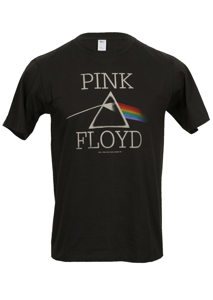 Black T-shirt with Pink Floyd Dark Side of the Moon album cover artwork band logo front