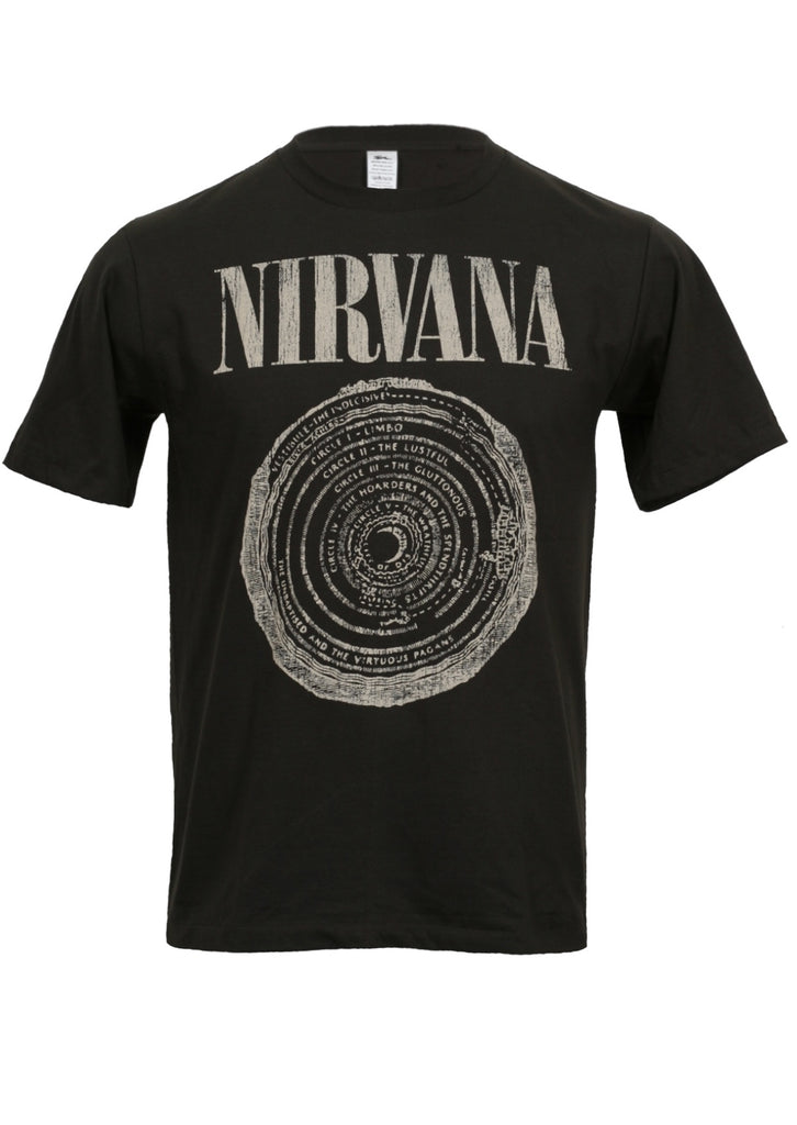 Black t-shirt with Nirvana band logo front