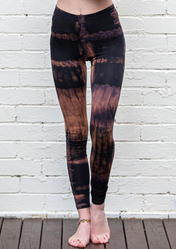 Burnt Umber Ombre tie dye leggings yoga workout fitness pants front
