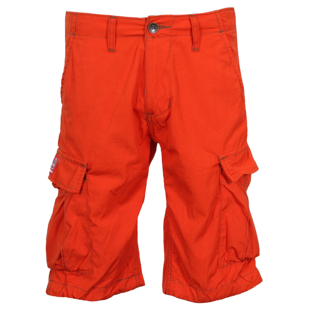 Molecule men's lightweight cargo shorts orange front