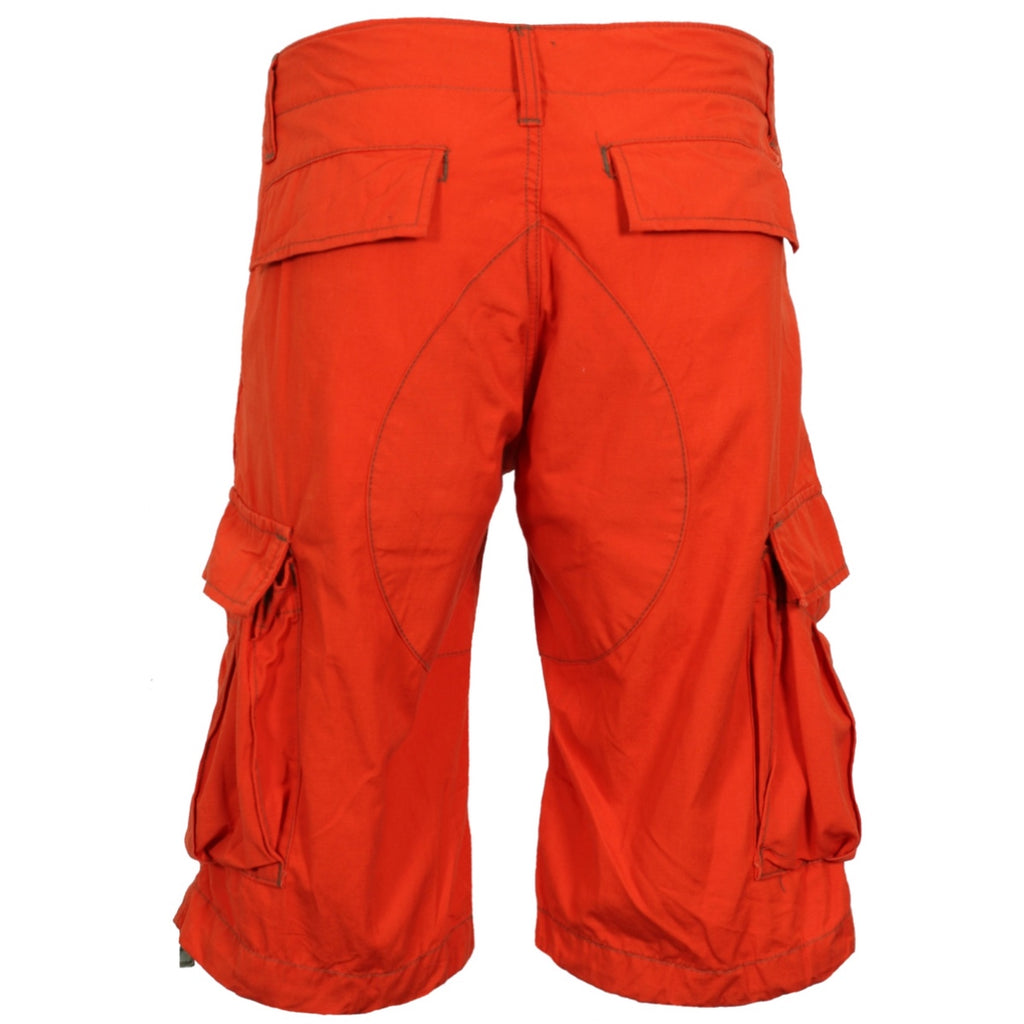 Molecule men's lightweight cargo shorts orange back
