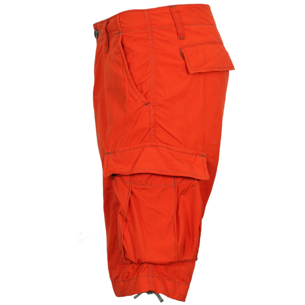 Molecule men's lightweight cargo shorts orange side