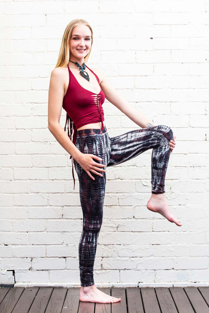 Black and White Snakeskin tie dye leggings yoga workout fitness pants side