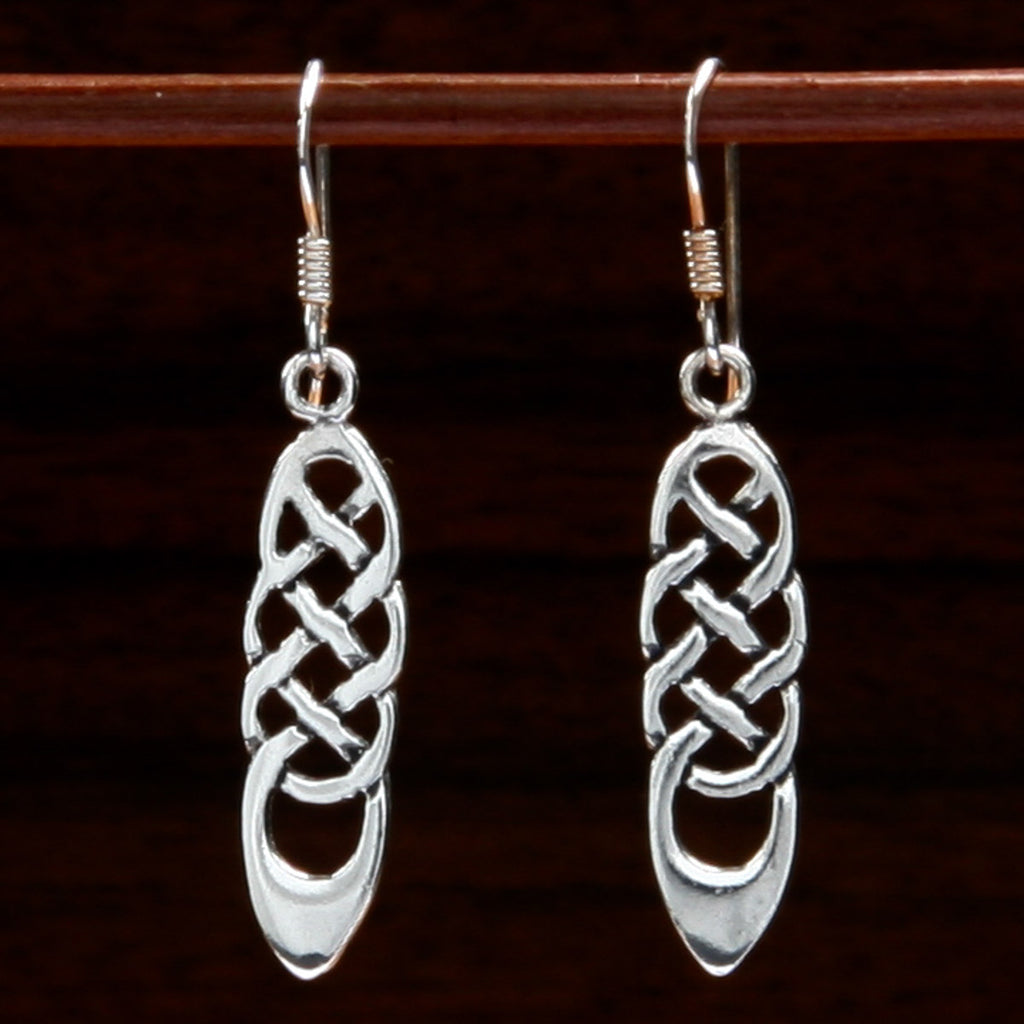 Long sailors celtic knot sterling silver earrings
